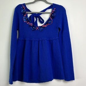 free people| Decorated Open Back Babydoll Sweater  sz Small